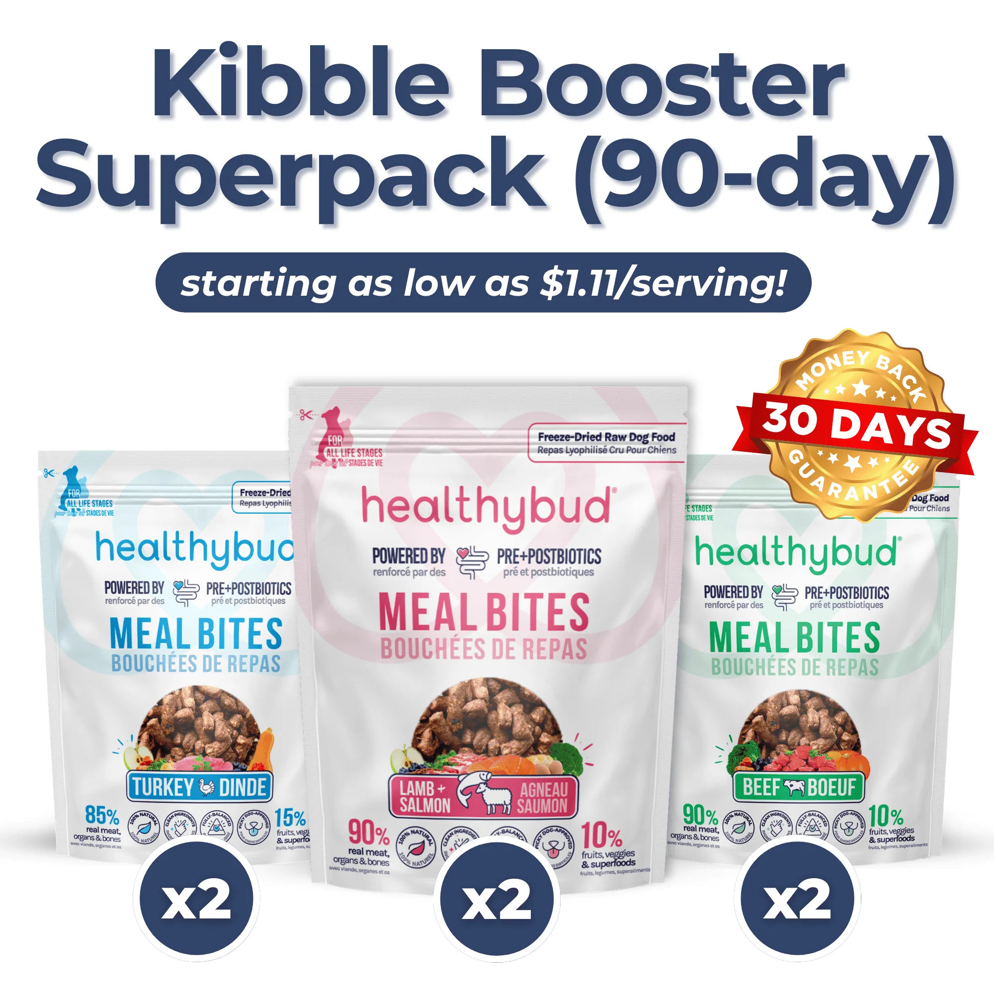 Large Dog Kibble Booster Super Pack (90-Day Supply)